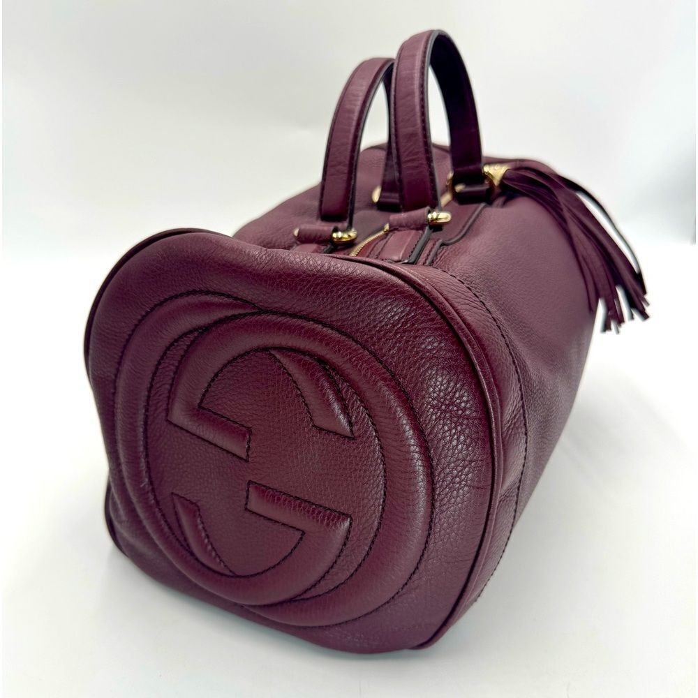 Gucci SoHo Plum Leather Bowler Boston Doctor Bag Interlocking GG Satchel Ex++